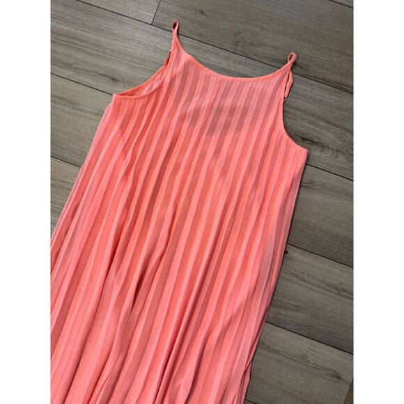 BCBGeneration Dress Women's S Small Maxi Long Pleated Neon Orange Long Coral - Picture 2 of 3
